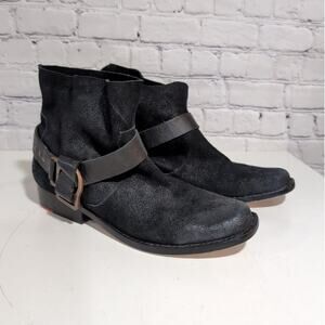 JOE'S Jeans SAKI suede harness studded strap pull on ankle rocker boots 8.5 M